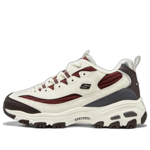 Skechers D'Lites Zip Along Shoes 'White Burgundy Grey' (Women's)
