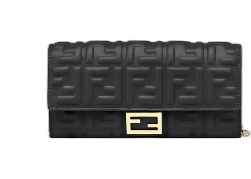 Fendi by Marc Jacobs Baguette Continental Wallet with Chain Black Nappa Leather Wallet
