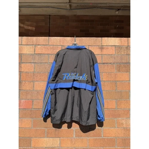 90s Reebok Vintage Black Blue Yellow Back Logo Track Jacket