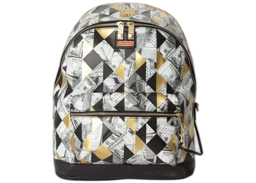 Sprayground 6-Strap Fractal Money Emperor Backpack Grey/Gold