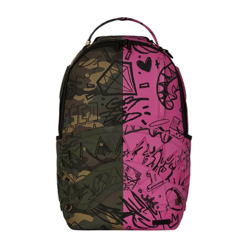 Sprayground Split Pink And Camo DLX Backpack Multicolor