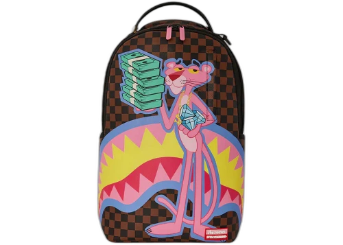 Sprayground Pink Panther Holding Money Stack Backpack Multicolor