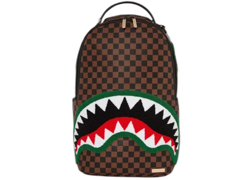 Sprayground Chenille Sip Romeo Air Italia Shark Backpack Brown