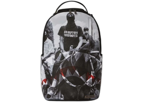Sprayground Compton Cowboys Riding Alone Backpack Black/White