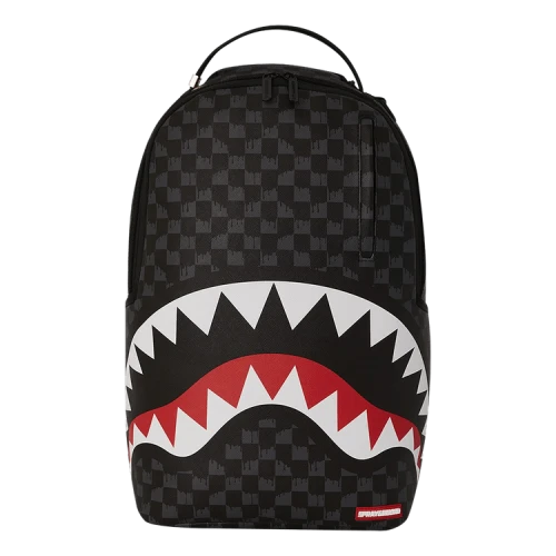 Sprayground Drip Check Shark Backpack Black/Grey Checker