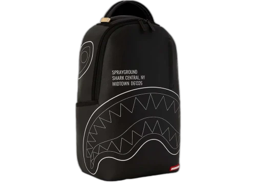 Sprayground Shark Central Black Outline DLXSV Backpack Black/White