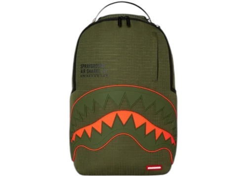Sprayground Nylon Shark Central Army DLX-Ripstop Backpack Green