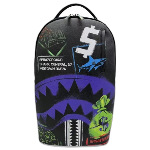 Sprayground Shark Central Stencils DLXSV Backpack Black/Purple
