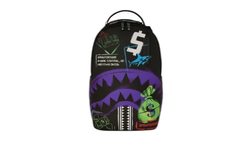 Sprayground Shark Central Stencils- Black DLXSV Backpack Multicolor