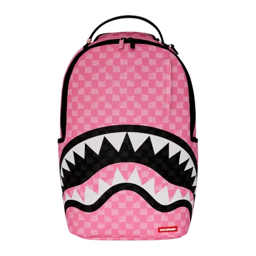 Sprayground Pink And Black Drip Check DLXSV Backpack Pink