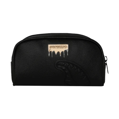 Sprayground Gold Brick Luxe Shark Pencil Pouch Black