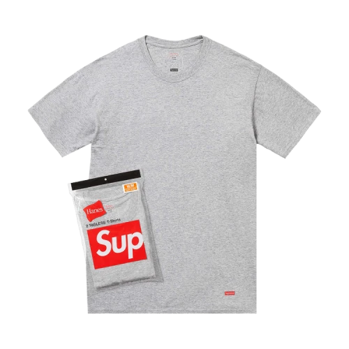 Supreme x Hanes Tagless Tees (2 Pack) 'Heather Grey'