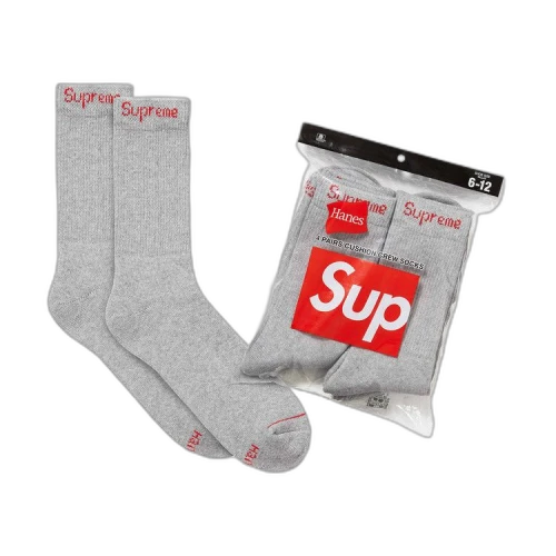 Supreme x Hanes Crew Socks (4 Pack) 'Heather Grey'