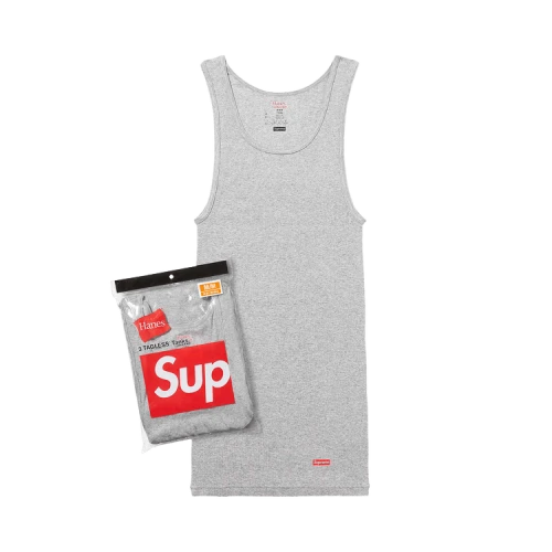 Supreme x Hanes Tagless Tank Tops (3 Pack) 'Heather Grey'