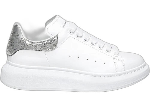 Alexander McQueen Oversized White Silver Floral Motif (Women's)