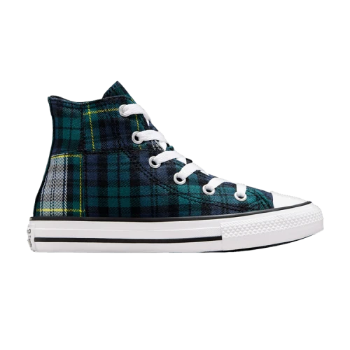 Converse Chuck Taylor All Star High PS 'Plaid - Dragon Scale Green'