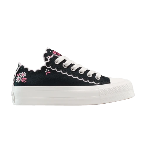 Converse Chuck Taylor All Star Lift Platform Low 'Embroidered Flowers - Black' (Women's)
