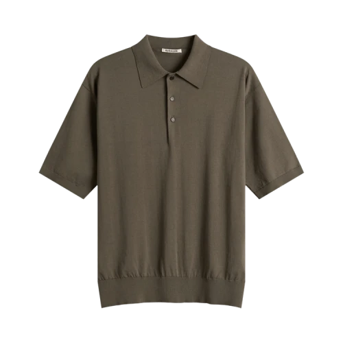 Auralee Giza High Gauge Knit Polo 'Olive Grey'