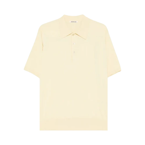Auralee Giza High Gauge Knit Polo 'Yellow/Beige'