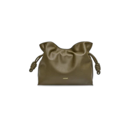 LOEWE Medium Flamenco Clutch In Nappa Calfskin Dark Khaki Green