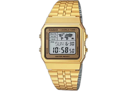 Casio Men’s Digital World Time Watch with Gold Tone Dial A500WGA-9DF