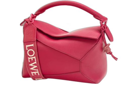 LOEWE Puzzle Edge Bag In Satin Calfskin Small Ruby Red Glaze
