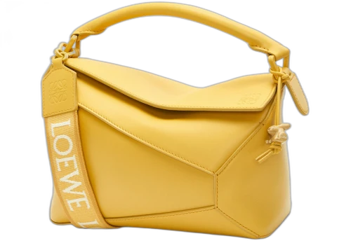 LOEWE Puzzle Edge Bag In Satin Calfskin Small Pale Yellow Glaze