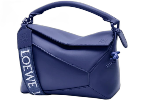 LOEWE Puzzle Edge Bag In Satin Calfskin Small Deep Purple Glaze