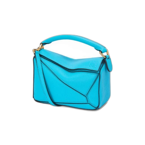 LOEWE Mini Puzzle Bag in Soft Grained Calfskin Cyan