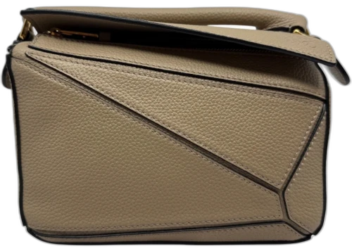 LOEWE Mini Puzzle Bag in Grainy Calfskin Sand