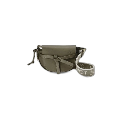 LOEWE Mini Gate Dual Bag in Soft Calfskin and Jacquard Autumn Green