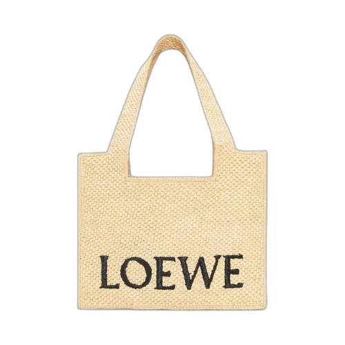 LOEWE Medium Font Tote In Raffia Natural