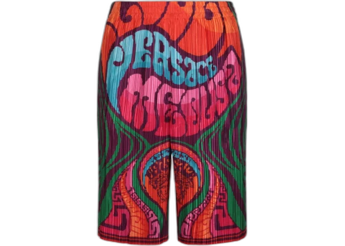 Versace Pleated Medusa Music Print Shorts Multi