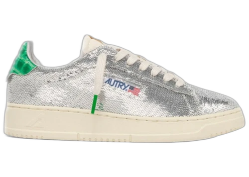 Autry Dallas Low Sparkling Silver Green Sequins