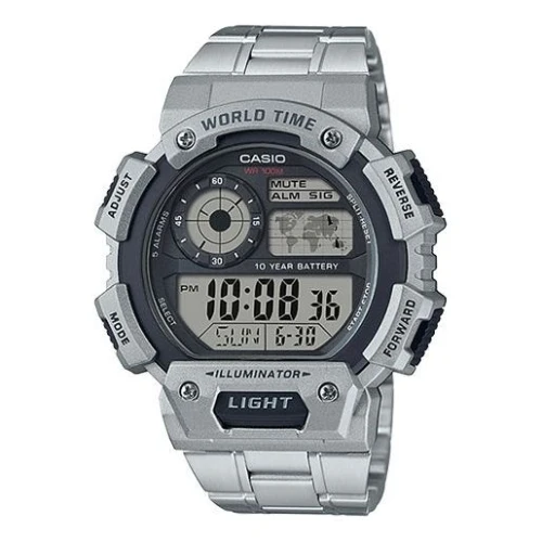 CASIO Sports Waterproof Stainless Steel Strap Quartz Mens Silver Digital