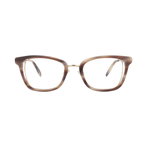 Alexander McQueen Square-Frame Acetate Optical Frames Pink Gold Transparent (AM0225O-30008068-003)