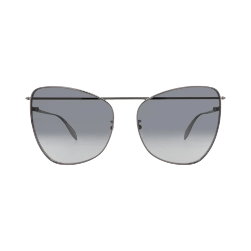 Alexander McQueen Cat Eye-Frame Metal Sunglasses Ruthenium Ruthenium Grey (AM0228S-30008046-001)