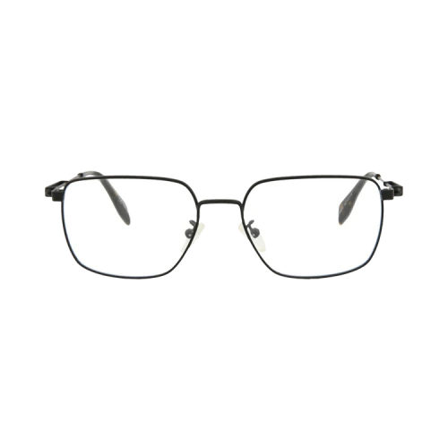 Alexander McQueen Square-Frame Metal Optical Frames Black Black Transparent (AM0231O-30008069-002)
