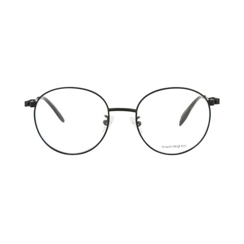 Alexander McQueen Round-Frame Metal Optical Frames Black Black Transparent (AM0232O-30008070-002)