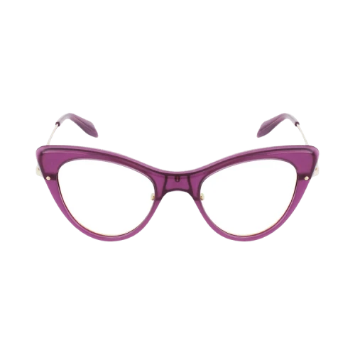 Alexander McQueen Cat Eye-Frame Acetate Optical Frames Violet Gold Transparent (AM0236O-30008071-004)