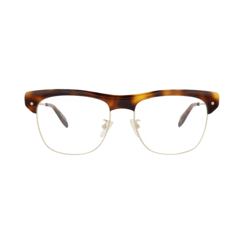 Alexander McQueen Square-Frame Acetate Optical Frames Havana Gold Transparent (AM0237O-30008072-002)