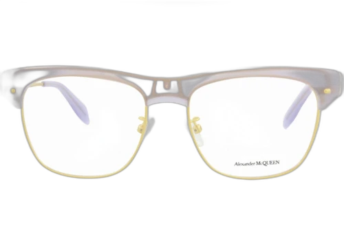 Alexander McQueen Square-Frame Acetate Optical Frames Violet Gold Transparent (AM0237O-30008072-005)