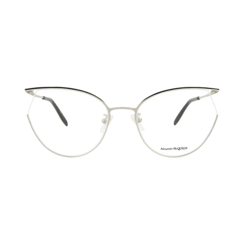 Alexander McQueen Cat Eye-Frame Metal Optical Frames Silver Silver Transparent (AM0256O-30008656-002)