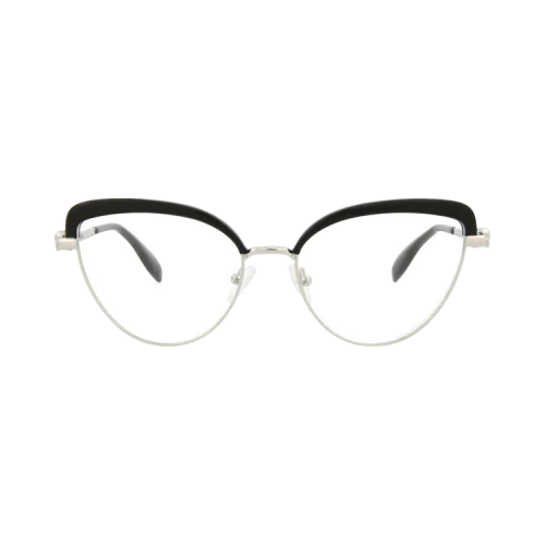 Alexander McQueen Cat Eye-Frame Metal Optical Frames Silver Silver Transparent (AM0259O-30008692-001)