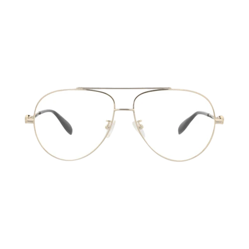 Alexander McQueen Aviator-Frame Metal Optical Frames Gold Gold Transparent (AM0260O-30008696-001)