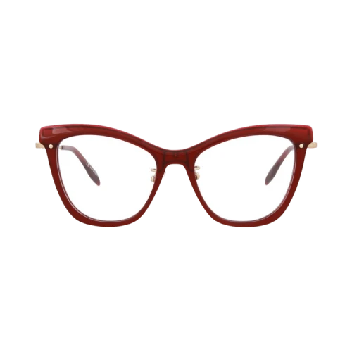 Alexander McQueen Cat Eye-Frame Acetate Optical Frames Burgundy Gold Transparent (AM0265O-30008684-004)