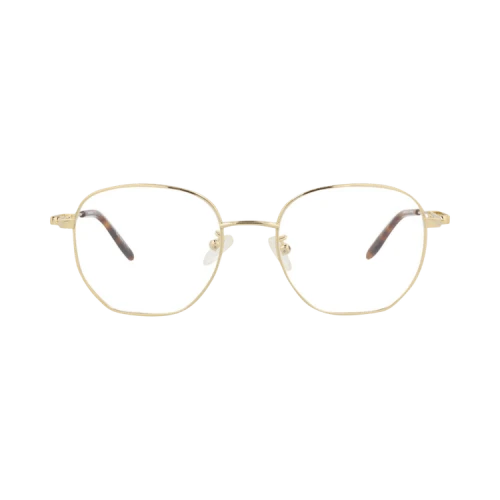 Alexander McQueen Round-Frame Metal Optical Frames Gold Gold Transparent (AM0267O-30008679-002)