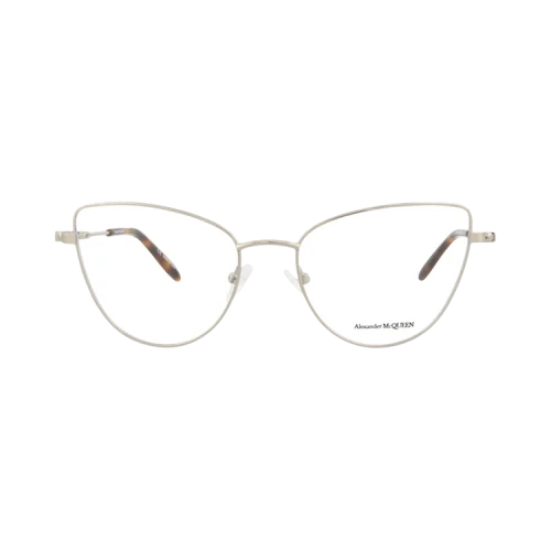 Alexander McQueen Cat Eye-Frame Metal Optical Frames Silver Silver Transparent (AM0268O-30008678-003)