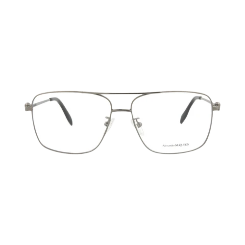 Alexander McQueen Aviator-Frame Metal Optical Frames Ruthenium Ruthenium Transparent (AM0277O-30009377-001)