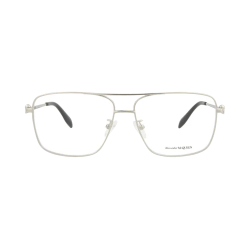 Alexander McQueen Aviator-Frame Metal Optical Frames Silver Silver Transparent (AM0277O-30009377-003)